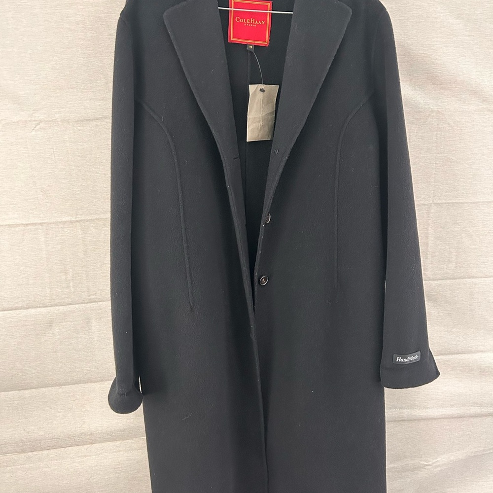 Cole Haan Black Wool Trench Coat